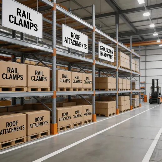 Warehouse with mounting hardware inventory