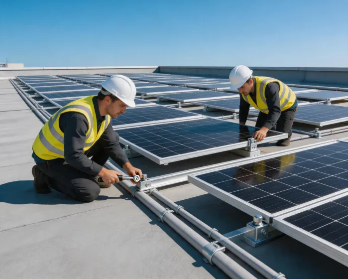 Solar racking installed on commercial roof